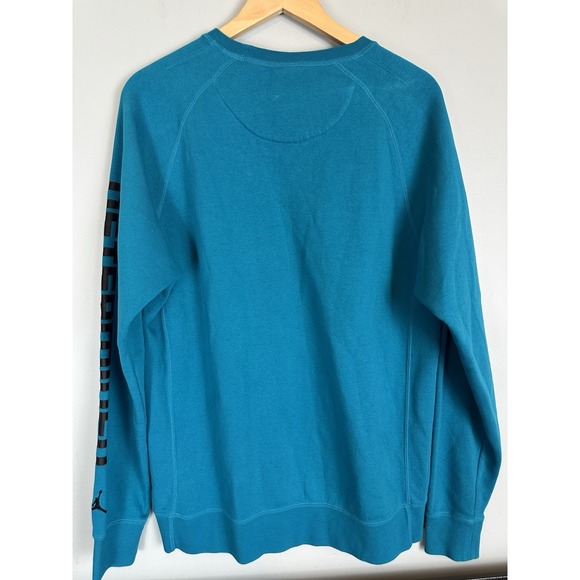 Nike Air Jordan Charlotte Hornets Teal Crewneck Jumpman NBA Sweatshirt Men's L - Picture 2 of 8